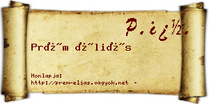 Prém Éliás névjegykártya